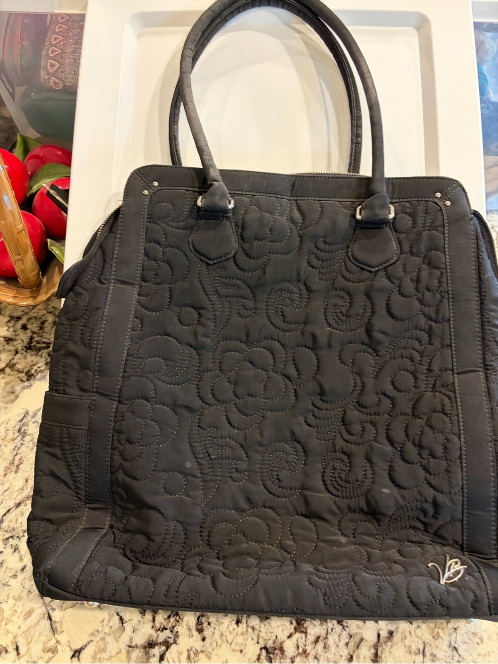 Vera Bradley Black Quilted Floral Tote
